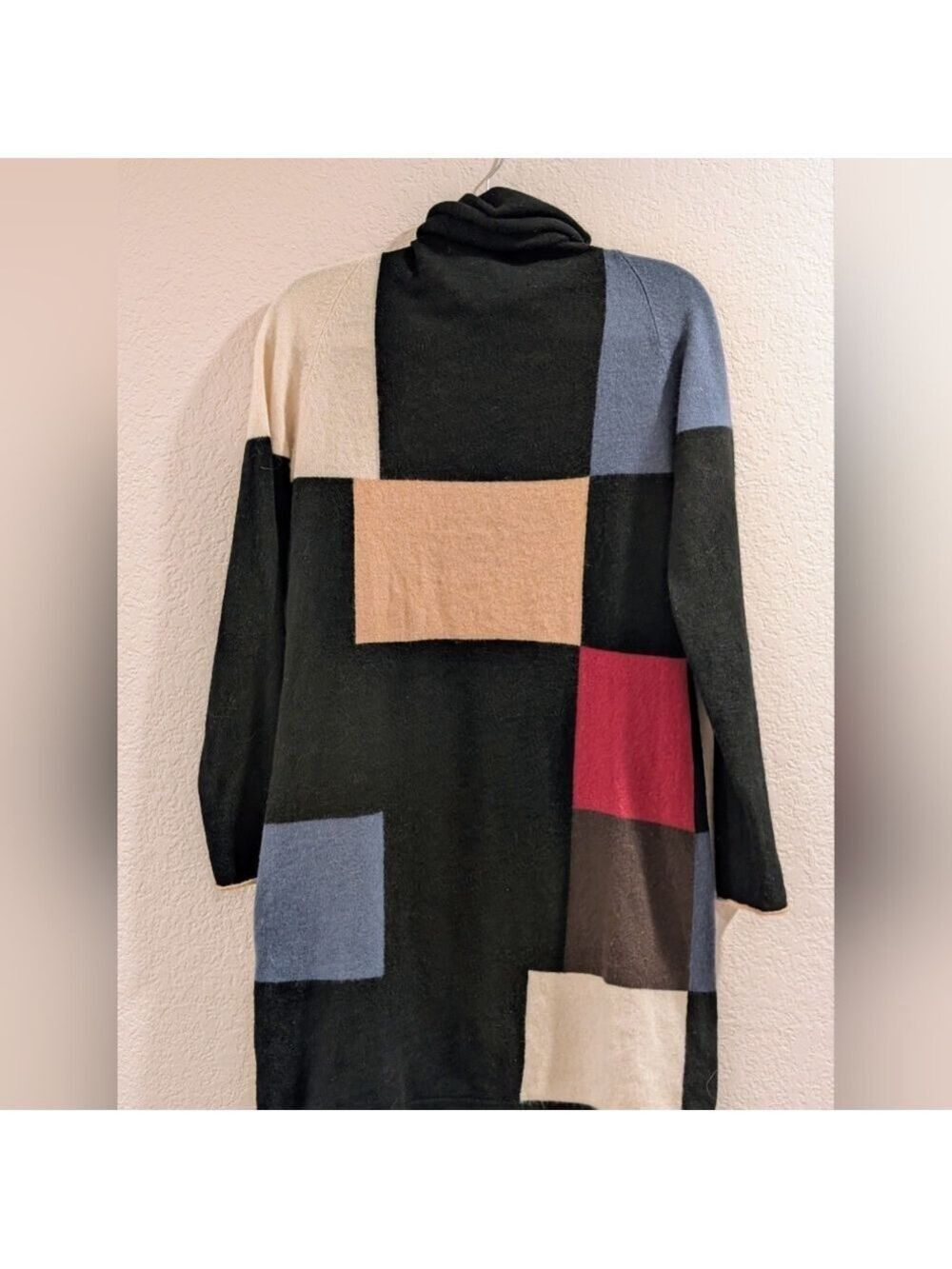Vintage Color Block Cashmere Sweater Mini Dress Small - Picture 4 of 7